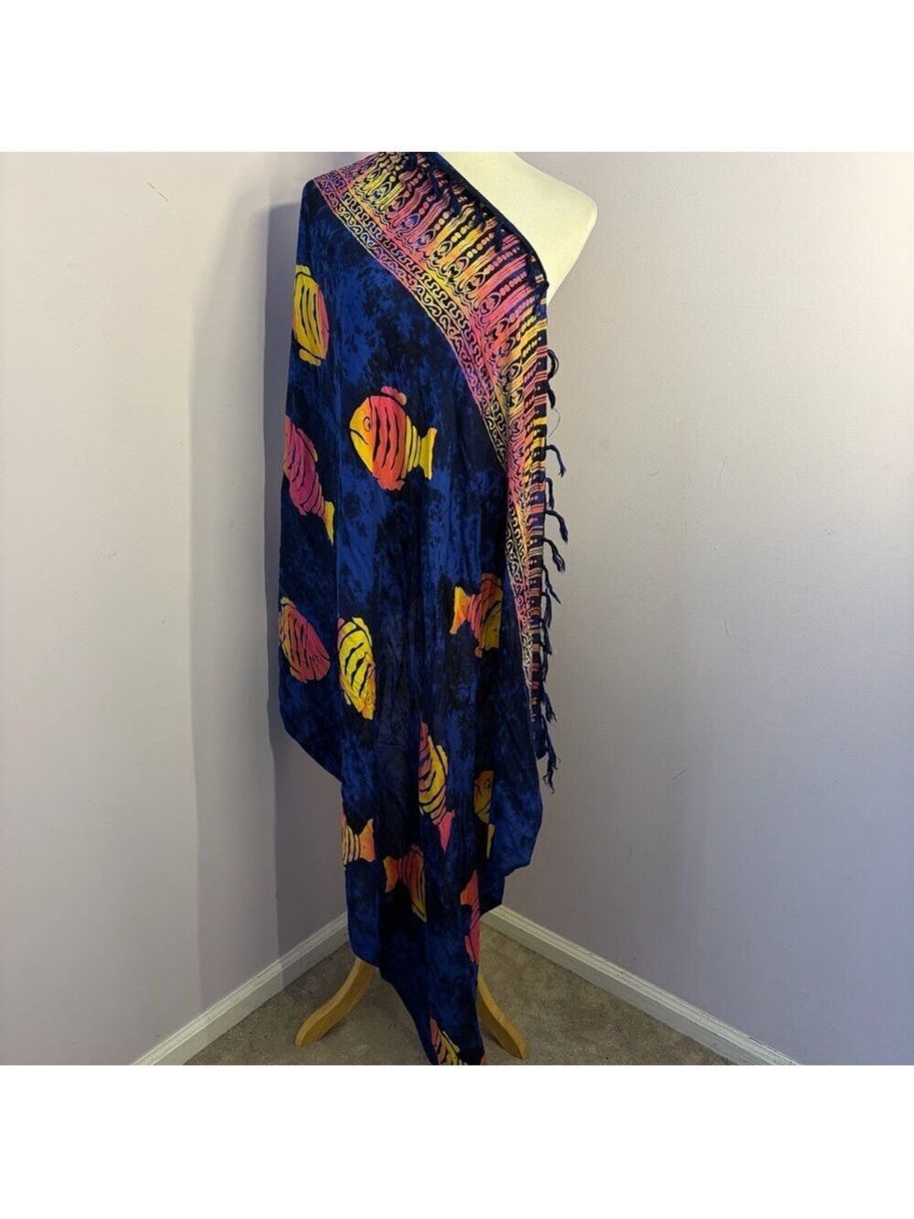Vibrant Peppermint Bay Coverup with fringe